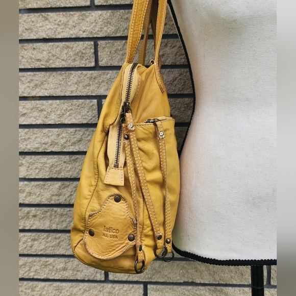 Latico NJ. USA Genuine Leather Yellow Shoulder Bag - Picture 2 of 14